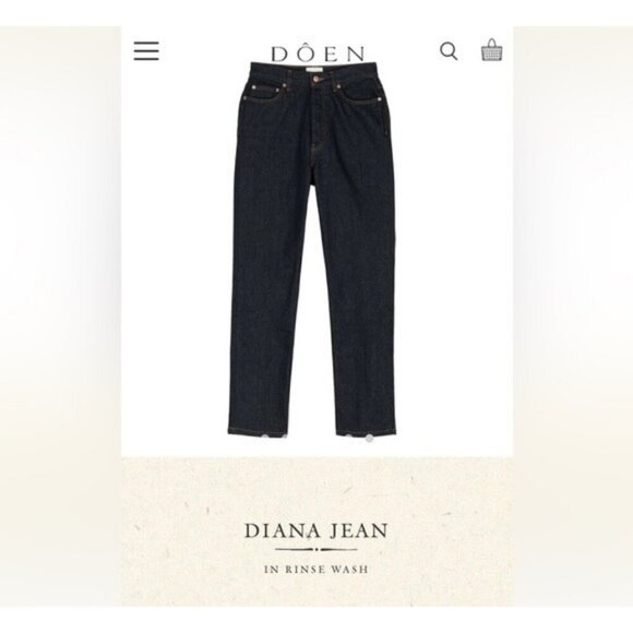 💕DOEN💕 Diana Jean ~ High Waisted Button Fly Jeans Rinse Wash Dark Blue 30 NWT - Picture 8 of 16